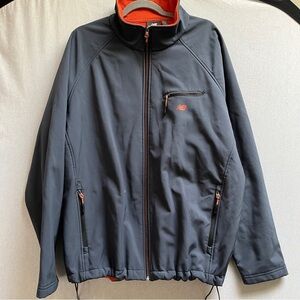 New Balance Men Black Softshell Full Zip Fleece Lined Hoodless Jacket Orange XL